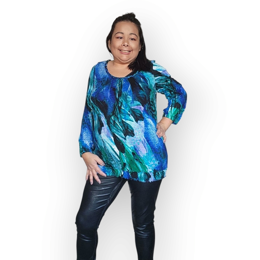 Abstract Top Women's Blue and Green Size Large